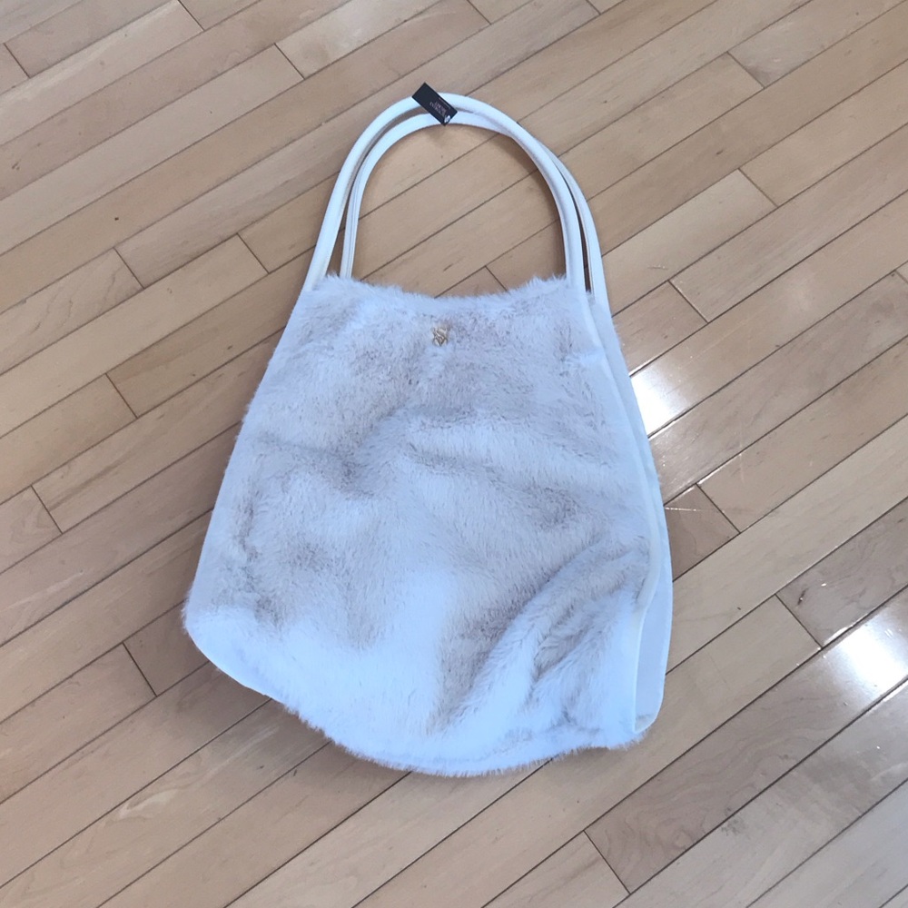 NWT Victoria’s Secret faux white fur shoulder bag